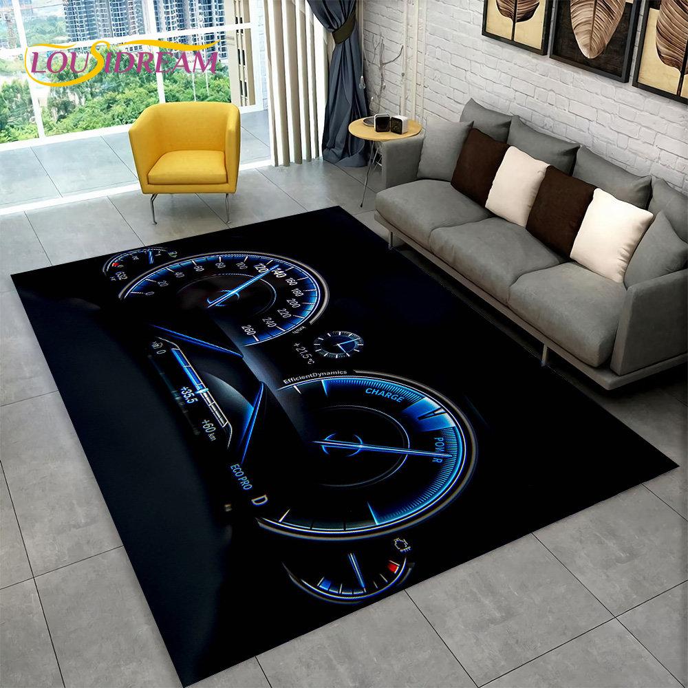 3D Car Racing Dashboard Area Rug Large,Carpet Rug for Living Room Bedroom Sofa Kitchen Doormat Decor,Kid Play Non-slip Floor Mat