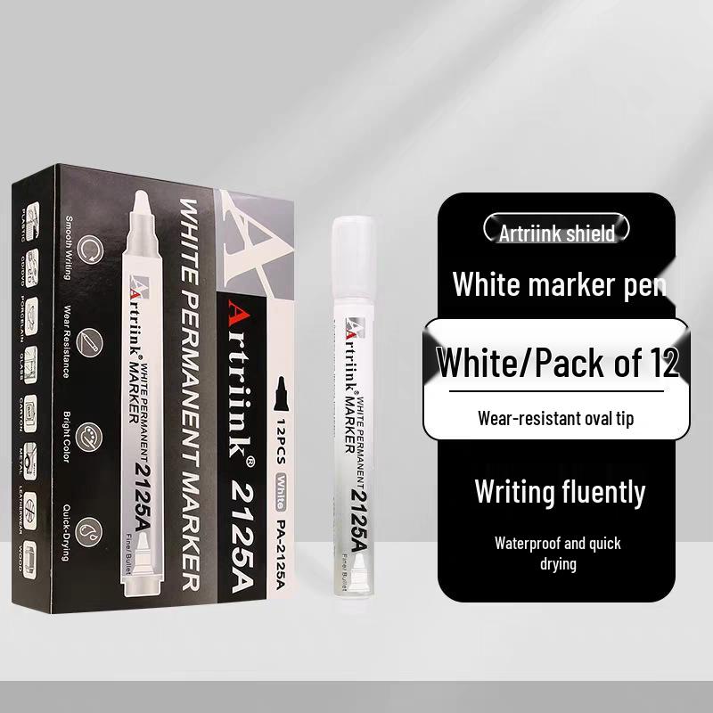 Waterproof, Oil-Proof Permanent Marker, Non-Fading, White Oil-Based, Erasable Green Thick-Head & Red Highlighting Pen