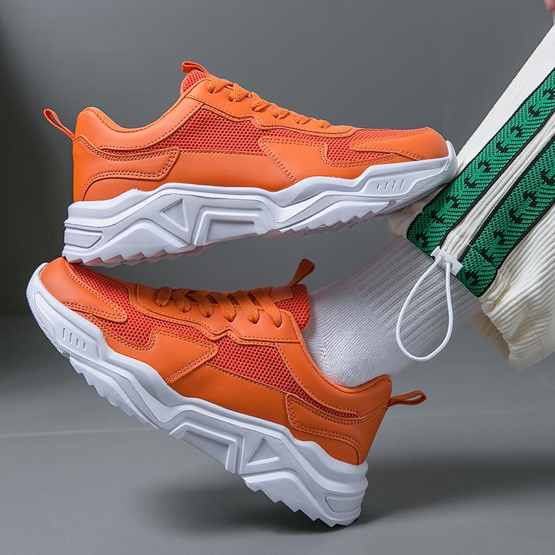 

2024 модная мужская новая дышащая сетчатая обувь на шнуровке повседневная обувь спортивная обувь 4 цвета 45 оранжевый