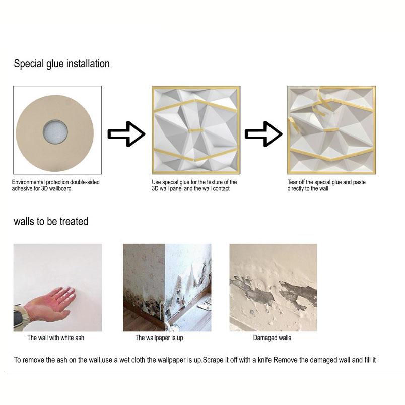 50x50cm 3D Embossed PVC Wall Panel Waterproof Thick Background Decorative Board No Adhesive