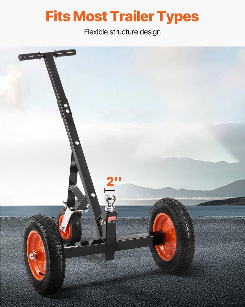 1000lbs Trailer Dolly 16.7 and 22 In Adjustable Height 2 In Ball 14 In Tires