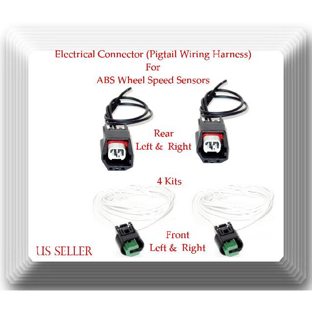 4 Kits Connectors of ABS Wheel Speed Sensor ALS257 / ALS1396 Front Rear LH / RH