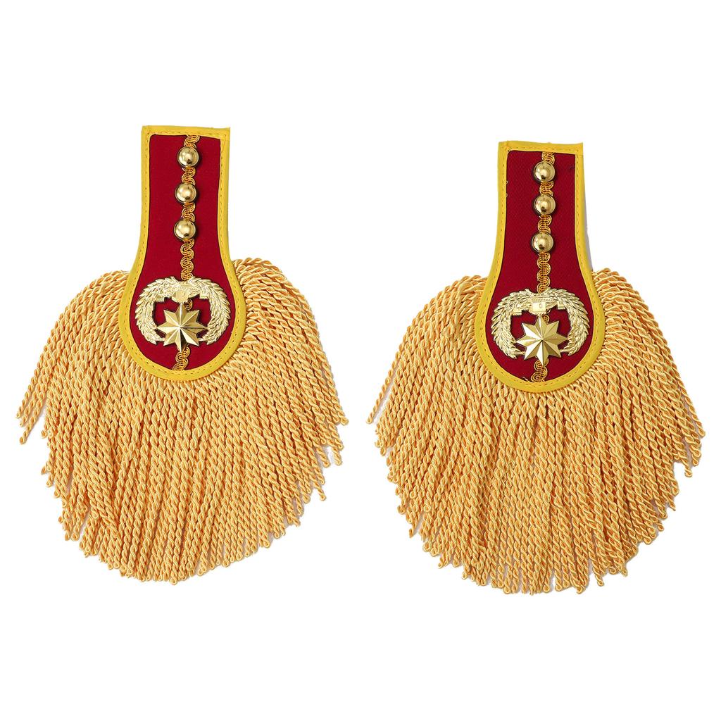 1 Pair Drum Horn Band Epaulets - Tassel Fringe Chain Shoulder Badge Applique for Uniform Costume & Performance