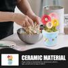 Kichvoe 1set Ceramic Flower Design Measuring Spoon with Base Cute Baking Gadget for Measuring Dry Wet Ingredients for Milk Powder