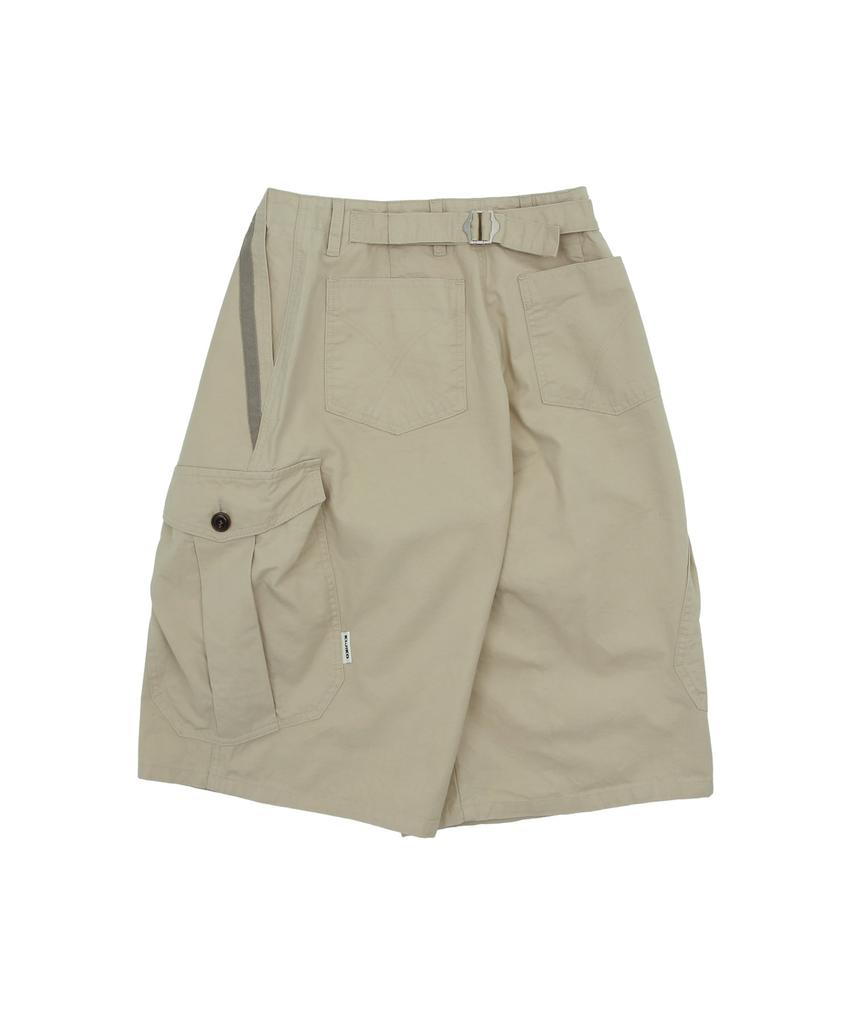 KIJIKO Ke614. Washed Bermuda Cargo Pants Beige Gray