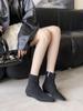 2025 autumn and winter new square head suede short heel temperament French fashion sexy beautiful women short boots