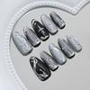 30Pcs Cat-Eye Fake Nails Starry Glitter Irregular Almond Shape Fake Nails for Women