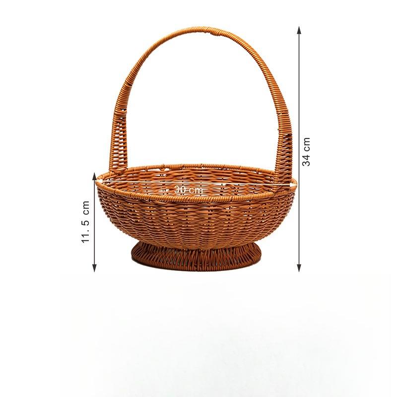 Carrying Basket Outdoor Picnic Fruit High Foot Rattan Simple Household Grocery Shopping Decoration Storage Woven Gift Basket