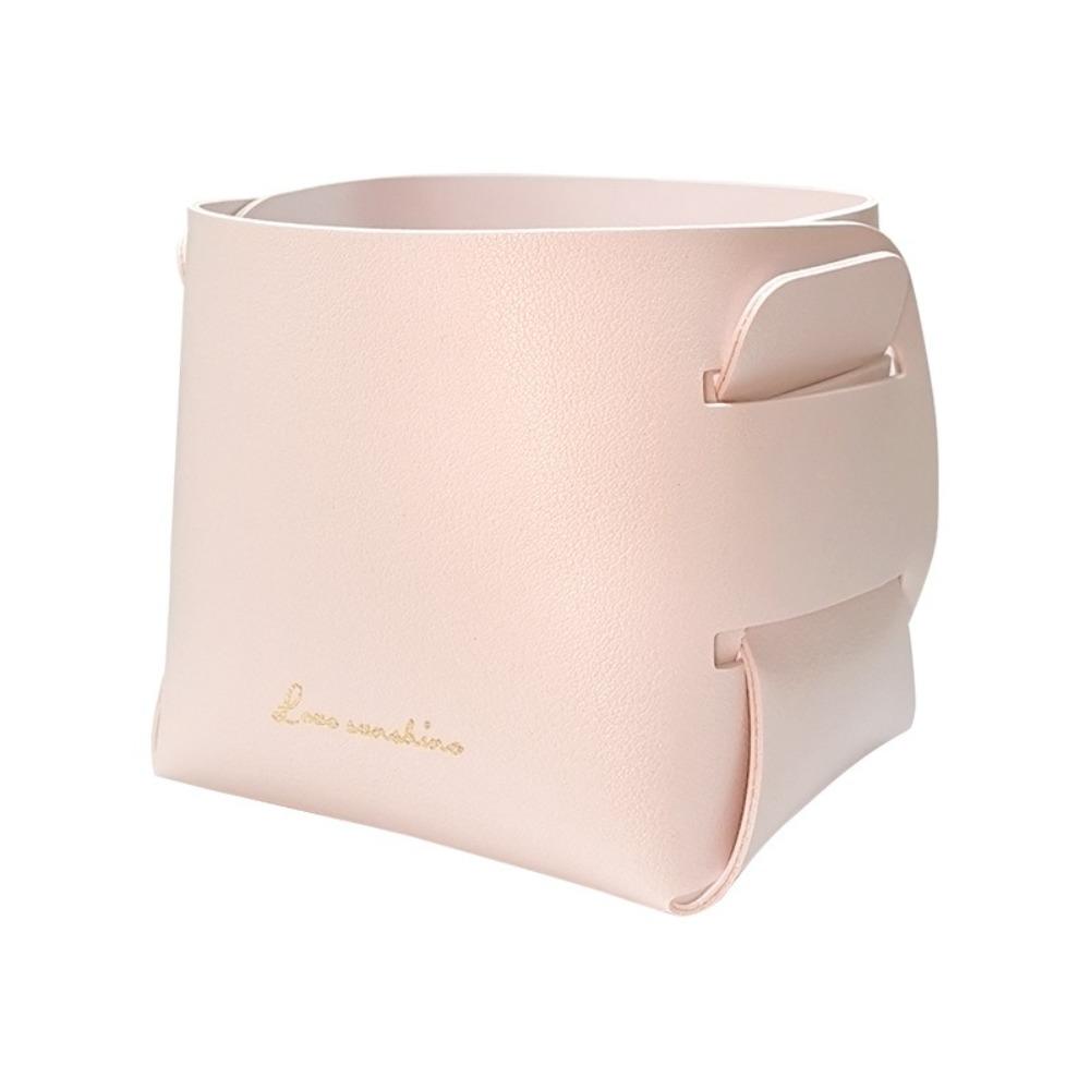 PU Material Leather Storage Box Folding Design Anti-Slip Base Desktop Storage Tray Solid Construction Multifunctional