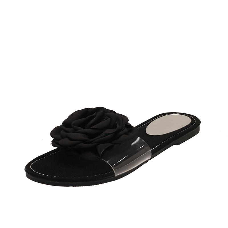 Women Slippers 2026 New Summer Elegant Women Shoes Trend Comfortable Flat Slippers Fashionable Flower Sandals Home Slides Women