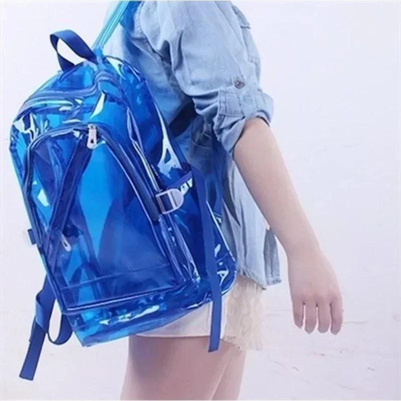 Zaino alla Moda Trasparente Impermeabile PVC Plastica Trasparente Quotidiano Mini Ragazze Adolescenti Porta PC Borsa da Scuola