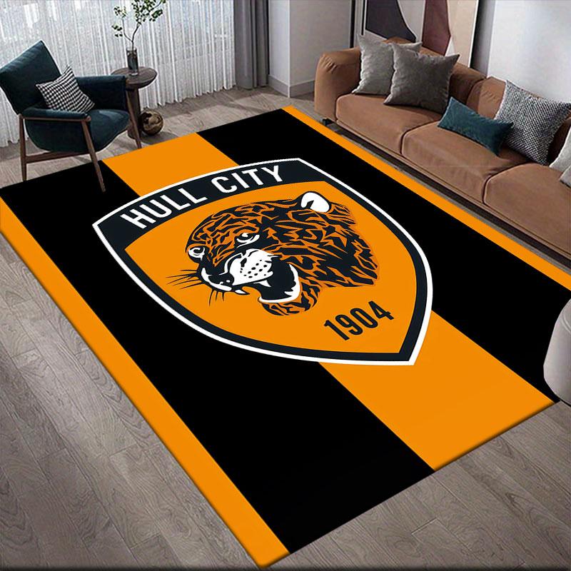 Hull City Art Flannel Printed Carpet, Home Sofa Decoration for Living Room & Bedroom, Non‑Slip Play Flannel Floor Mat for Game Room