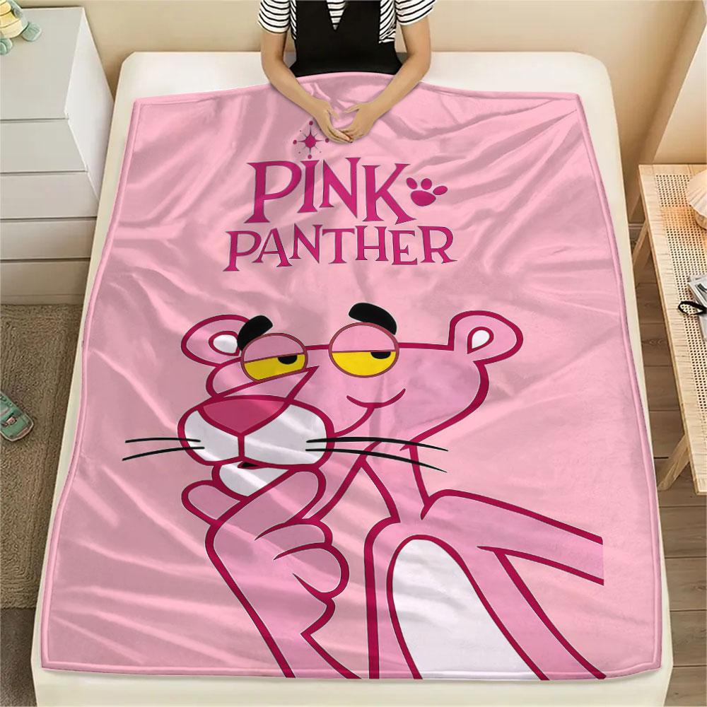 Pink Panther Printed Flannel Blanket, Soft Throw for Bedroom Sofa, Washable, Christmas Present, Great Gift.