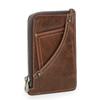 Full Grain Vintage Leather Card Holder RFID Blocking Slim Zipper Coin Pocket