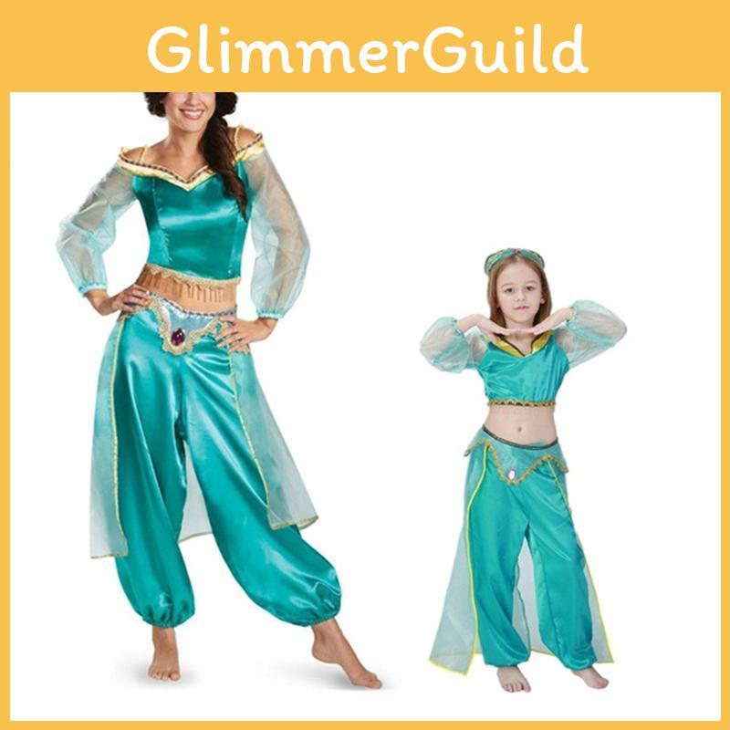 Enchanting Aladdin Princess Jasmine Cosplay Dress Set For Adults And Girls