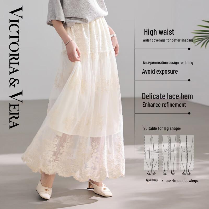 

VICTORIA&VERA Lace Embroidered A-line Midi Skirt XL