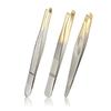 Stainless Steel Gold-Plated Slant Eyebrow Tweezers & Trimmer by Yangjiang Beauty Tools