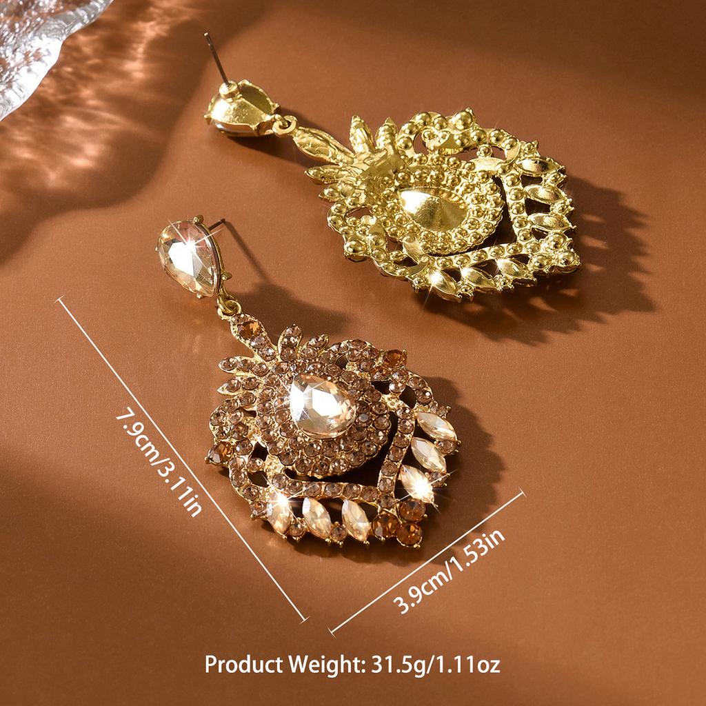 European and American Design with Super Sparkling Multi-color Droplet Shaped Elegant Retro Earrings and Earrings