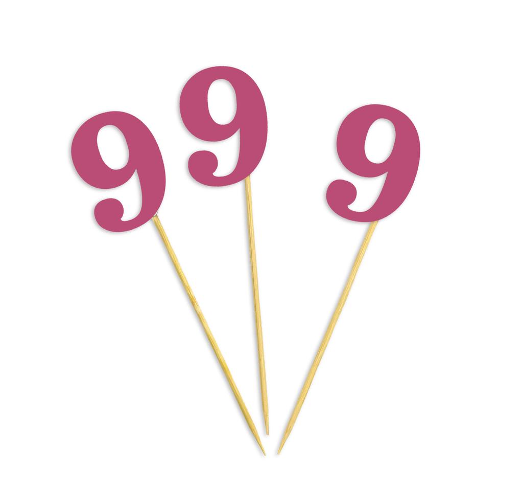 Darling Souvenir| Number 9 Birthday Year Cupcake Toppers| Birthday  Anniversary Party Dessert Decorations - Pack Of