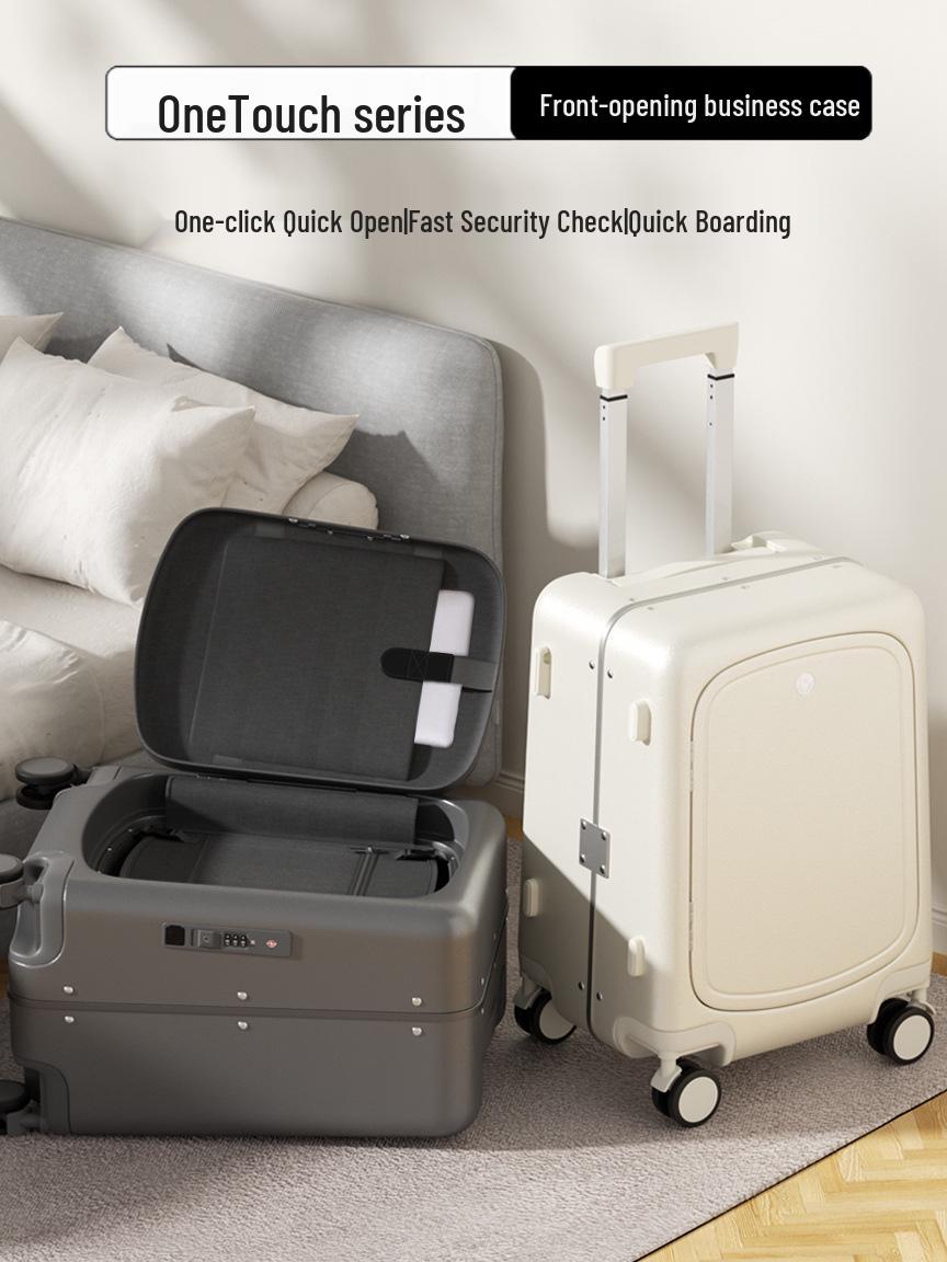 

20-дюймовый прочный многофункциональный чемодан-тележка из поликарбоната с открыванием спереди и кодовым замком 20 inch