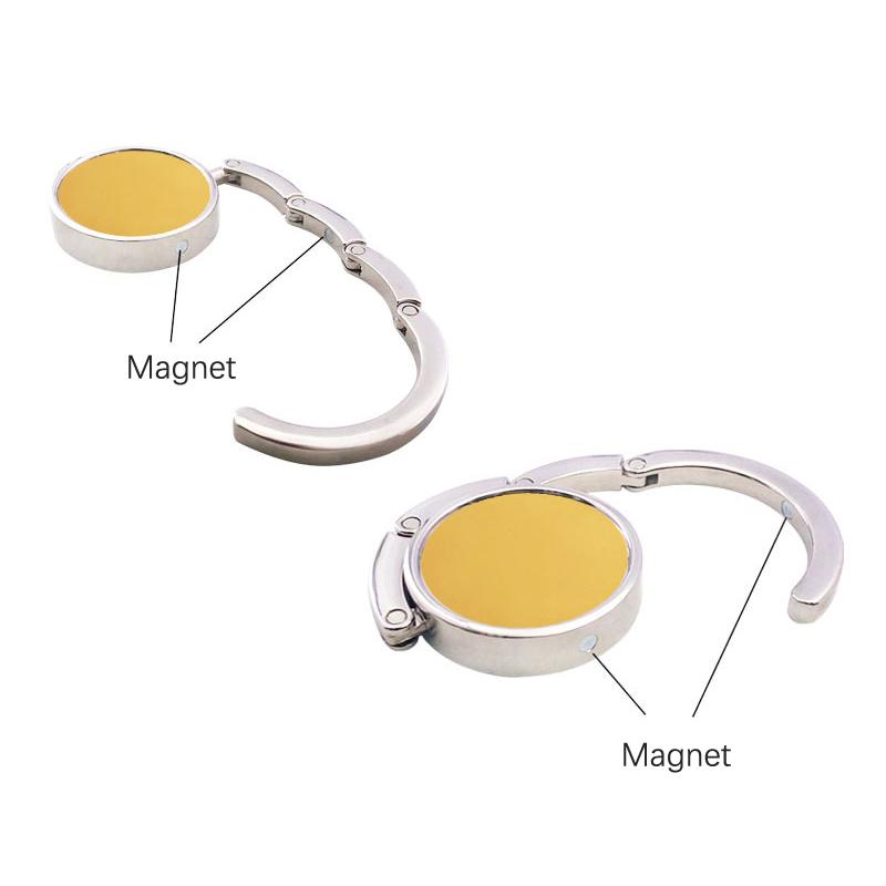 Runder, tragbarer, faltbarer Taschenhaken aus Metall, Handtaschenaufhänger, Aufbewahrungshalter für Damentaschen für den Innen- und Außenbereich im Bürotisch