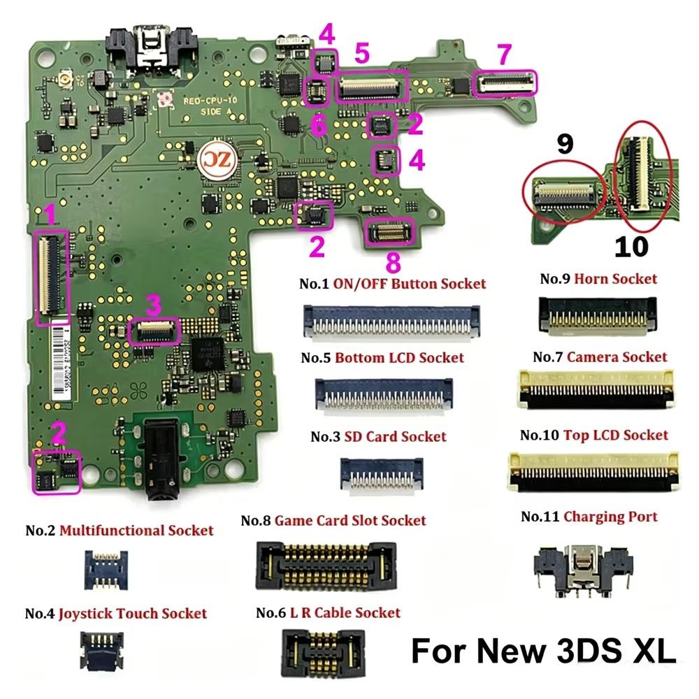 4Pin 21Pin 41Pin 53Pin FPC Female Socket Motherboard LCD Display Screen Flex Cable Clip Ribbon Connector For New 3DS LL XL