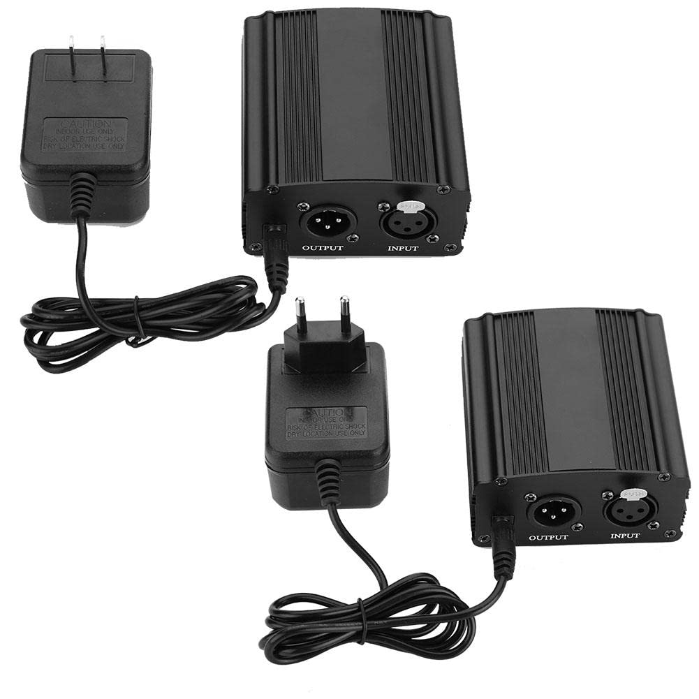 RANNYY Microphone Power Supply 48V Phantom Power Adapter for Condenser Microphones Mini 1-Channel US Regulations