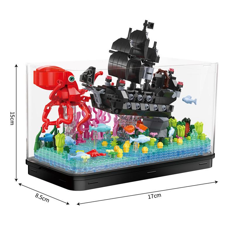 Ungiftig 579 Teile Aquarium Bausteine Kreativ Meeresblick Boot Eisberg Montage Modell Steine Mit Licht Kinderspielzeug Geschenke
