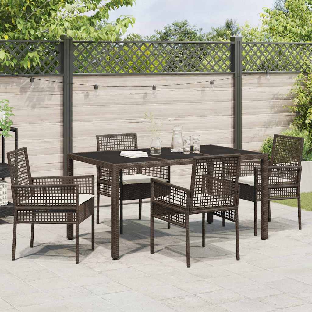 Garden Dining Set 5 pcs Brown Poly Rattan
