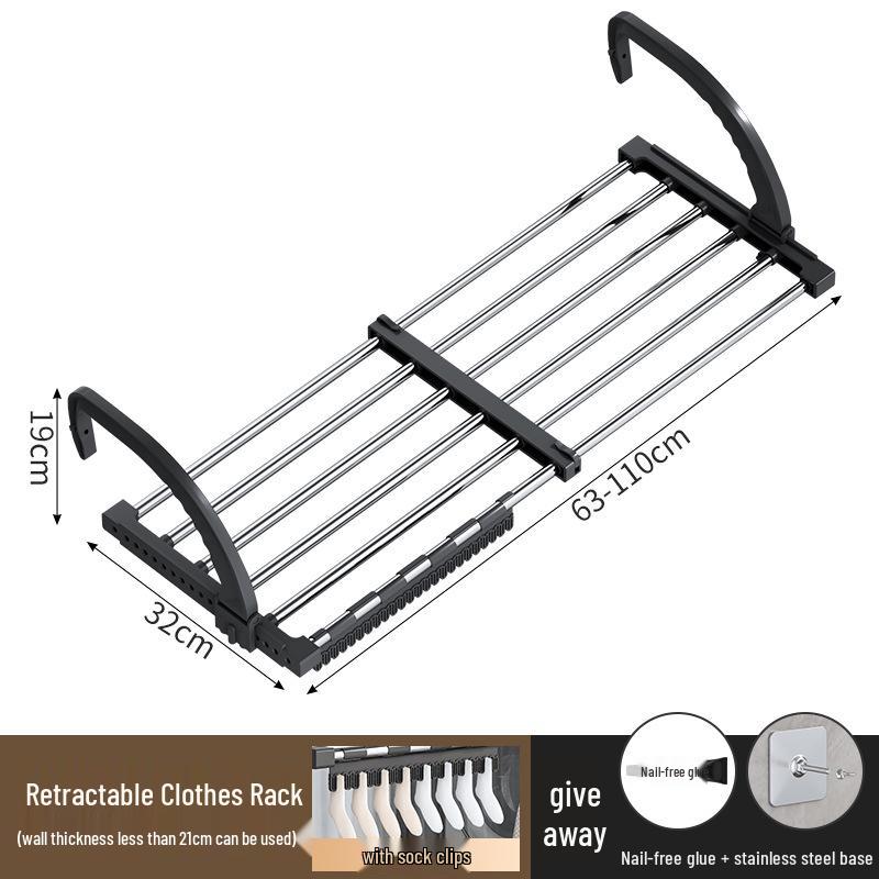 Telescopic Punch-Free Clothes & Shoe Drying Rack for Window Railings and Balcony