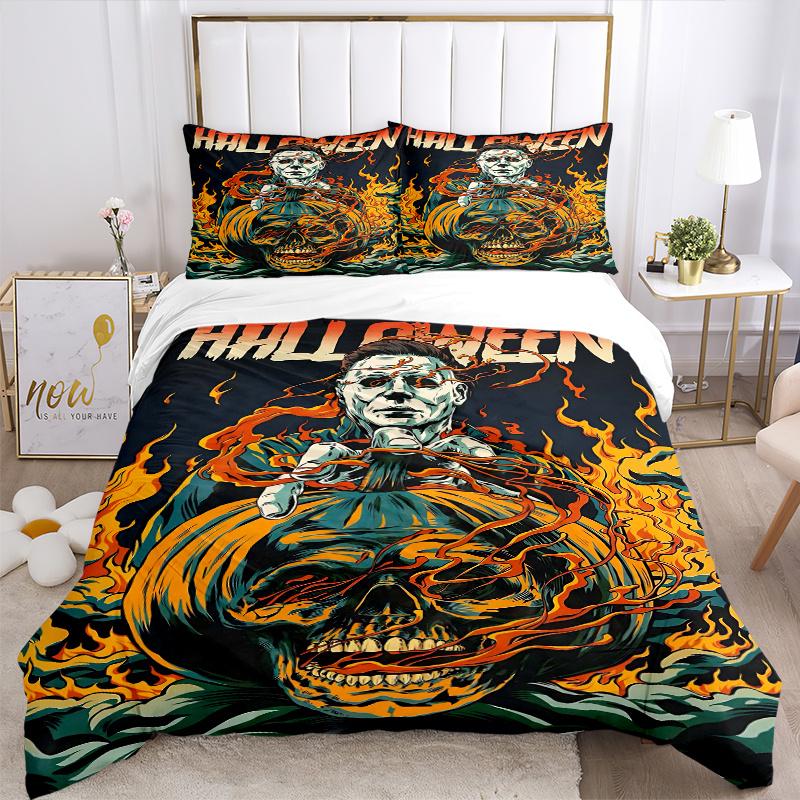 3pcs Halloween Horror Printed Bedding Set, Soft and Comfortable Quilt Cover for Bedroom, Guest Room .H045