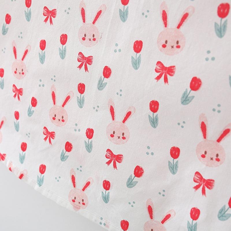 Lato Nowa Bawełniana sukienka dla dziewczynki Edycja Kołnierzyk zapinany na guziki Sukienka z małym króliczkiem na całe ciało Handel zagraniczny Sukienka dziecięca