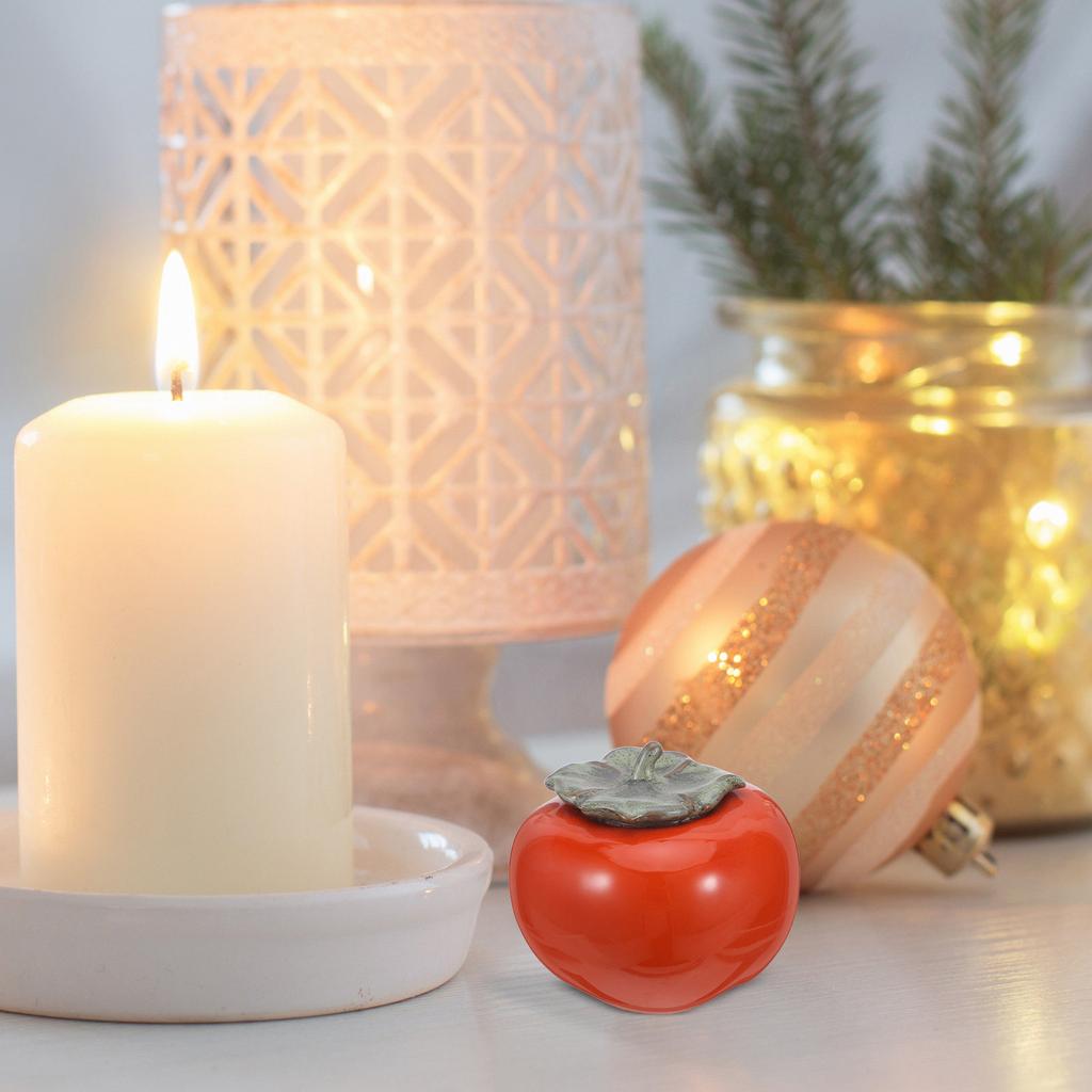 Handcrafted Ceramic Persimmon Shaped Tea Canister Airtight Storage Jar for Tea Coffee Snacks Home Store Decoration Wedding