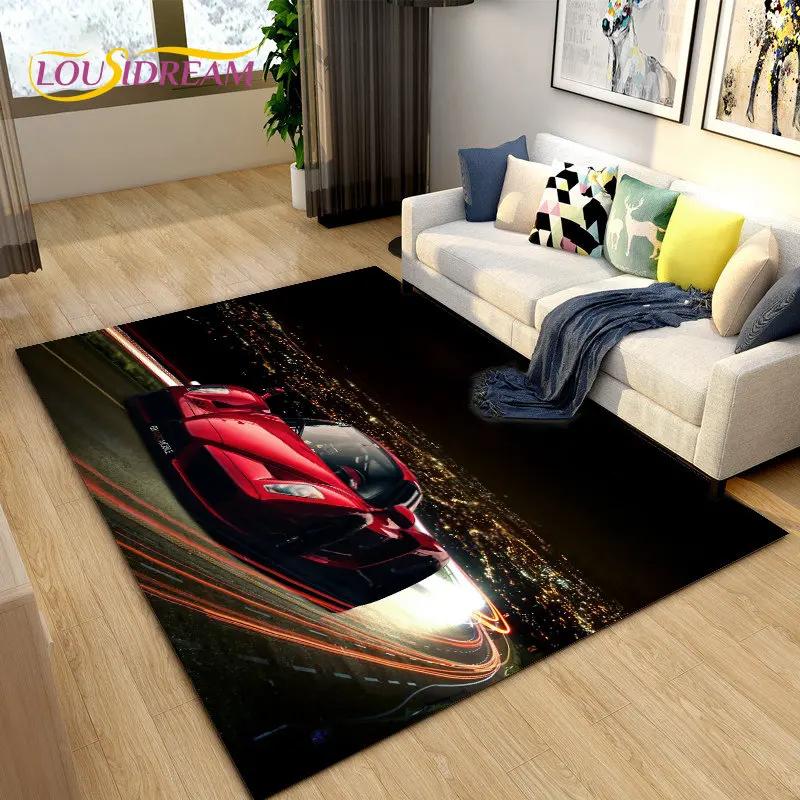 Yeni 3D Spor Araba Konsept Araba Alan Halısı, Oturma Odası Yatak Odası Kanepe Kapı Paspası Dekorasyonu için Halı, Çocuk Oyun Kaymaz Yer Matı
