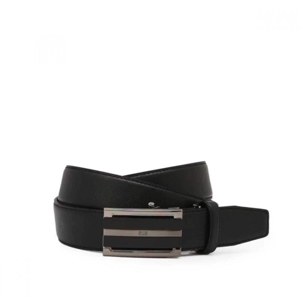 Daks Black Embossed Logo Leather Belt Dbbe6f132bk Single option