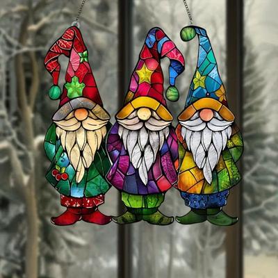 Świąteczny akrylowy łapacz słońca Kolorowy choinka/krasnal wiszący na oknie ozdoba łapacz światła na balkon zewnętrzny wystrój domu