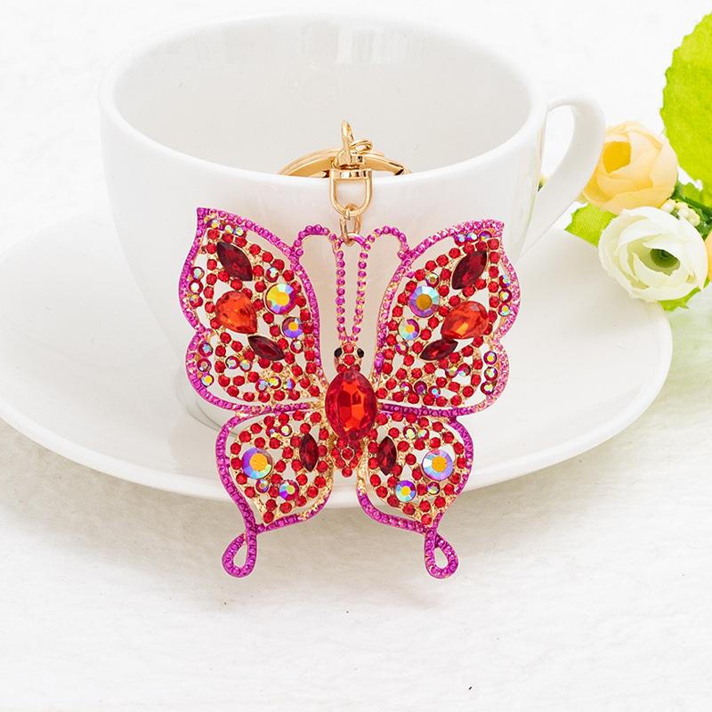 2024 New Creative Butterfly Key Chains Alloy Inlaid with Diamonds Fashionable and Simple KeyChains Car Charms Bag Charm Keyring