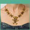 Fantasy Dark Skull Cross Necklace Metal Pendant For Festival Celebrations