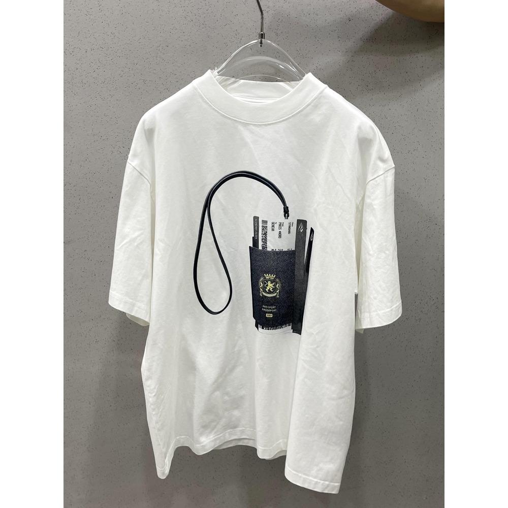 

New BL Passport Card Short Sleeve T-shirt 2024 Early Spring Ticket Print Loose Half Sleeve Men and Women s Fashion S