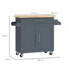 Wooden Kitchen Cart with Drawer, Spice Rack and Cabinet, 109x40x89 cm, Grey and Wood Color