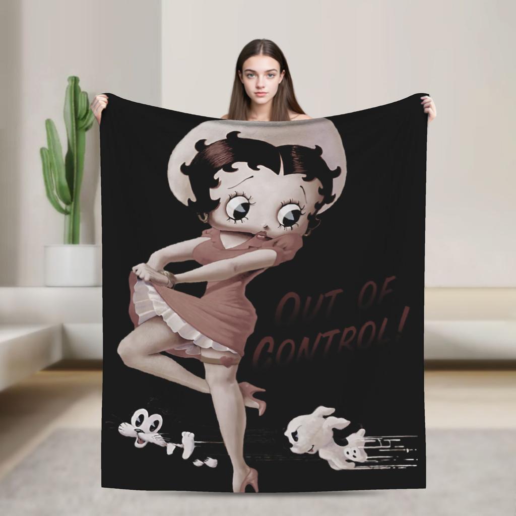 Boop Classic Kiss Blanket Flannel Decoration Bettys Cartoon Breathable Lightweight Throw Blankets for Bedding Outdoor Bedspread