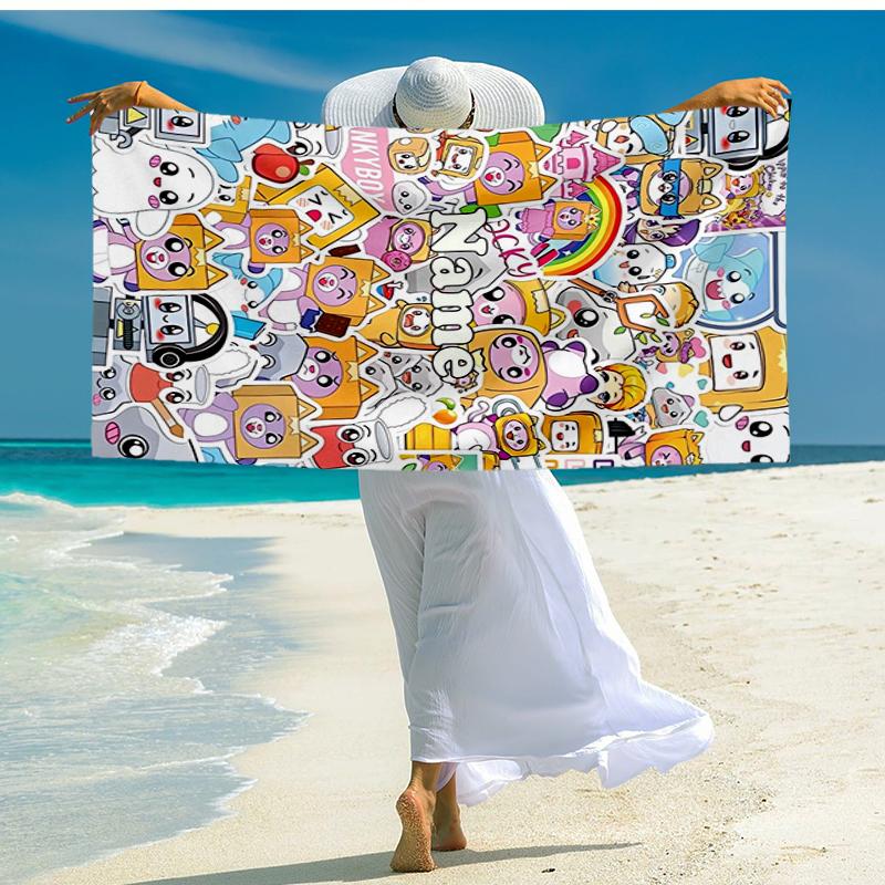 Custom Name Ultra-Soft Beach Towel with LankyBox Theme,Ideal for Pool - Camping, Diving - Perfect Travel Essential, Vibrant Beach Towel.