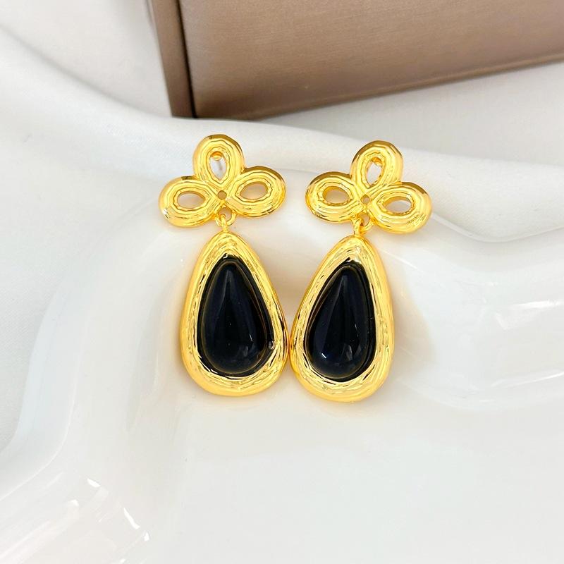 Premium Temperament Stud Earrings Simple Black Water Drop Earrings Earrings Women