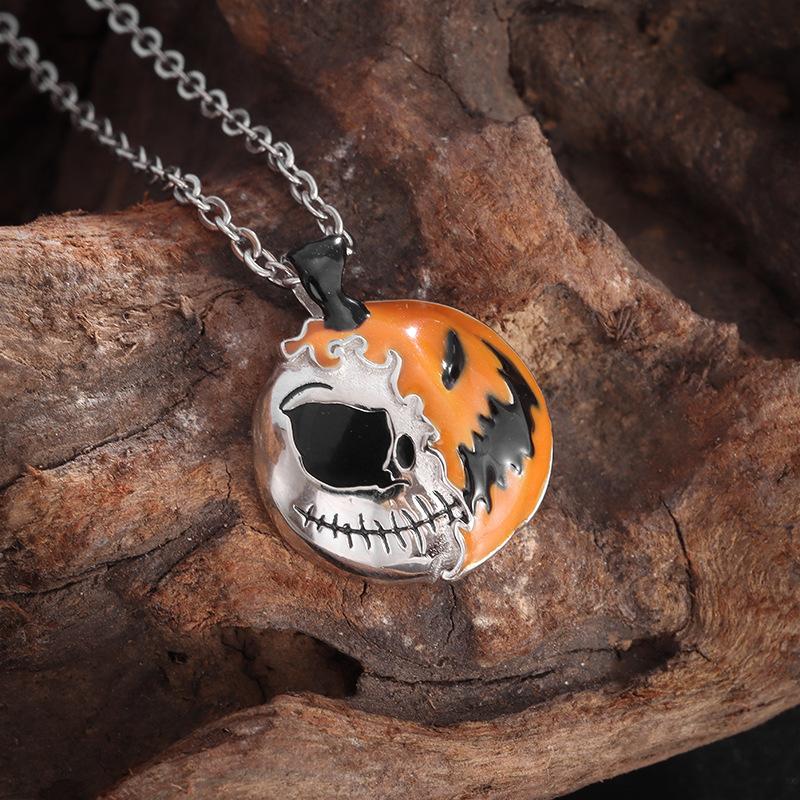 Pendant Halloween Glue Double-sided Pumpkin Skull Necklace