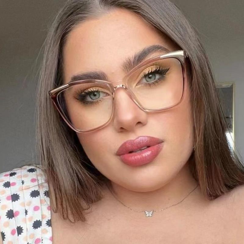 Fashion Women Cat Eye Square Frame Reading Glasses Luxury Brand Designer Gradient Color Oversized Blue Light Blocking Glasses +2