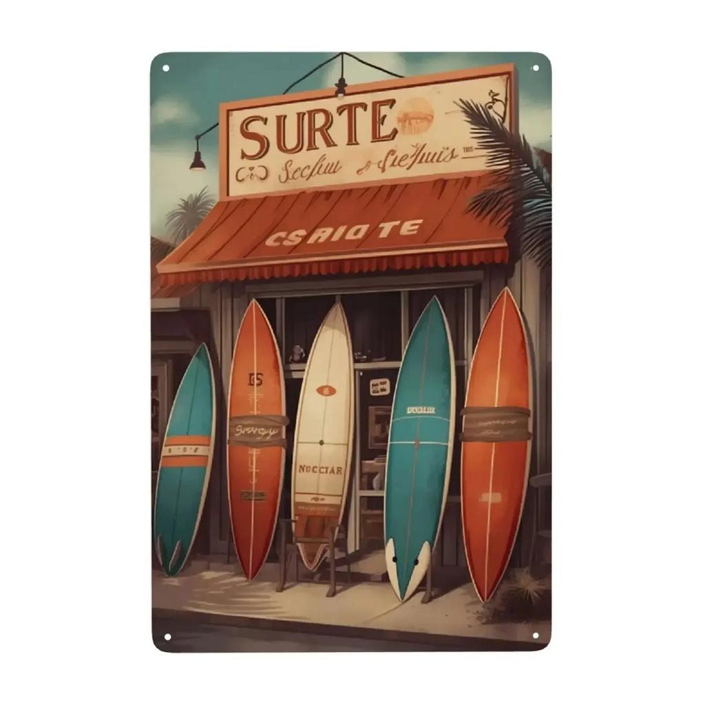 Retro Tin Signs Beach Room Decor Vintage Beachy Bedroom Surfboard Wall Decor 12x8 Inches Sign For Surfer Girl Aesthetic