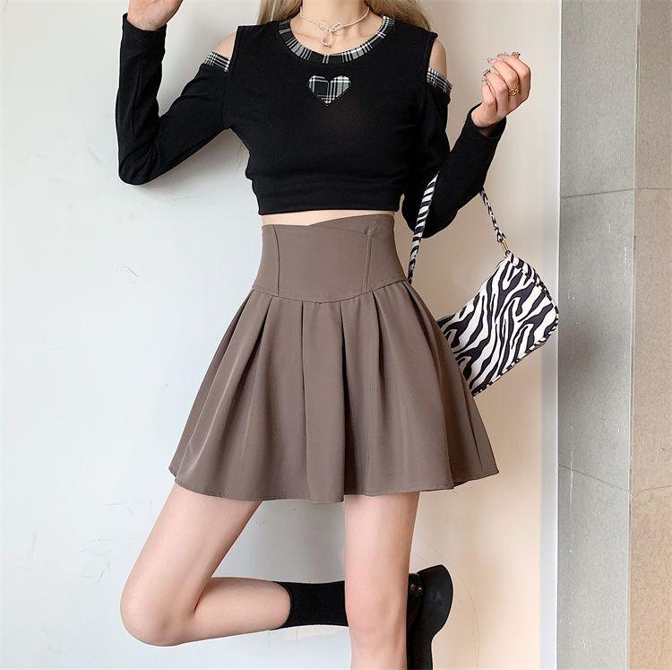 Faltenrock Damen Hohe Taille Fishbone A-Linie Rock Weißer Regenschirm Schwarz Mini Y2k Koreanische Röcke Shorts Mode Kleidung Sommer