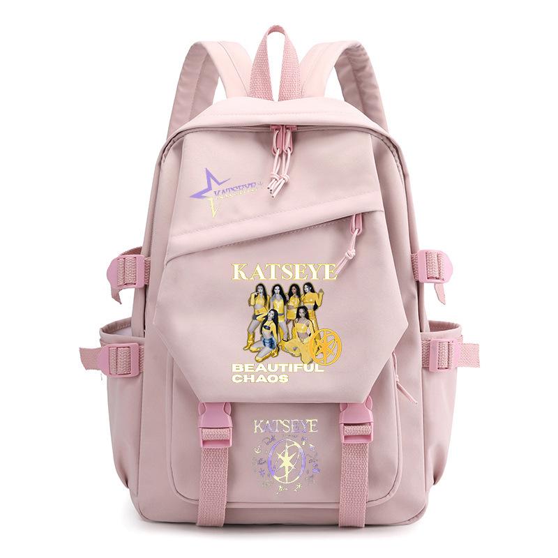 KATSEYE Backpack for School Students Canvas Bookbag Lightweight Water-Resistant Daily Commuter Bag Large Capacity 601123-19