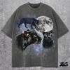 Three Panther Retro Graphic T-shirts, Vintage Panther Moon Tshirt, Panther Lovers, Funny Panther Tee, Oversized Washed Tee, Silly Gift