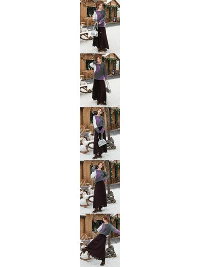 Fei Yuan Elegant Pleated Wool Plaid Skirt - Women's Autumn/Winter Midi in Versatile Solid Color